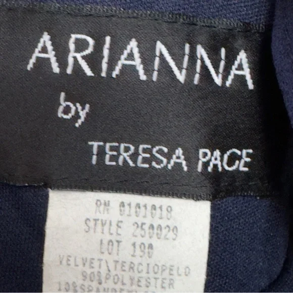 Arianna by Teresa Page Navy Velvet Top Long Formal Dress Size 8 - Picture 9 of 13